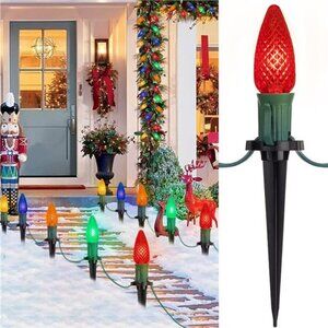Christmas Pathway Lights Outdoor, 25.7 Feet 20 LED C9 Strawberry Walkway Lights